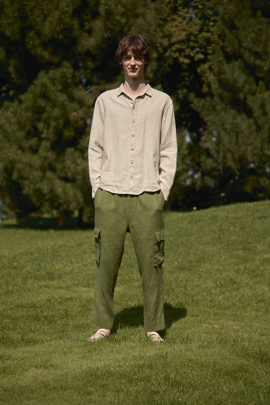 Linen Cargo Trousers