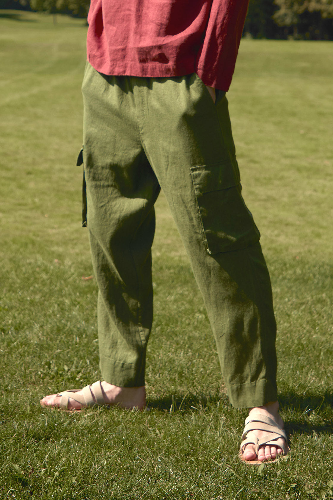 Flax Linen Cargo Trousers Pants