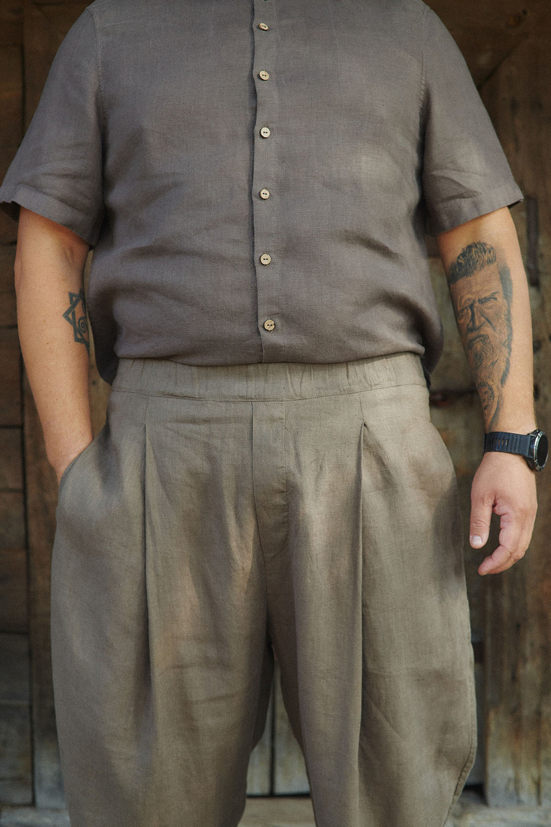 Mens Brown Linen Pants