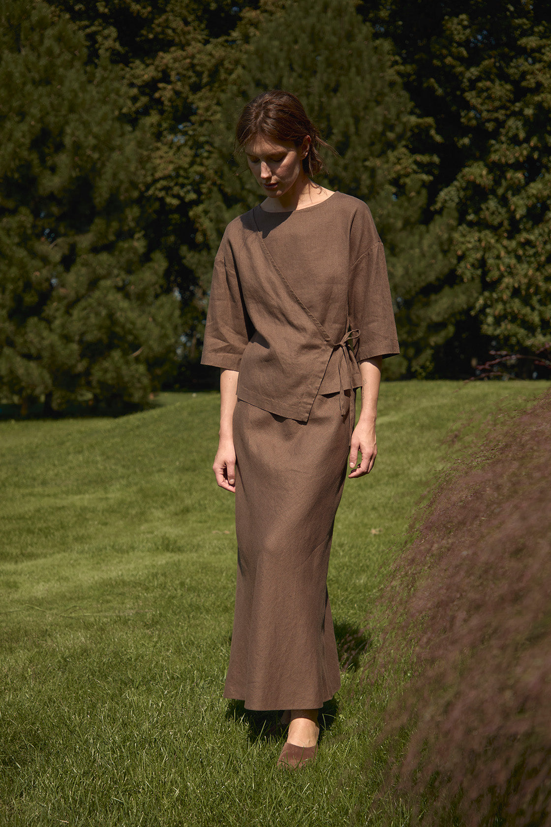 MIMOSA linen wrap top