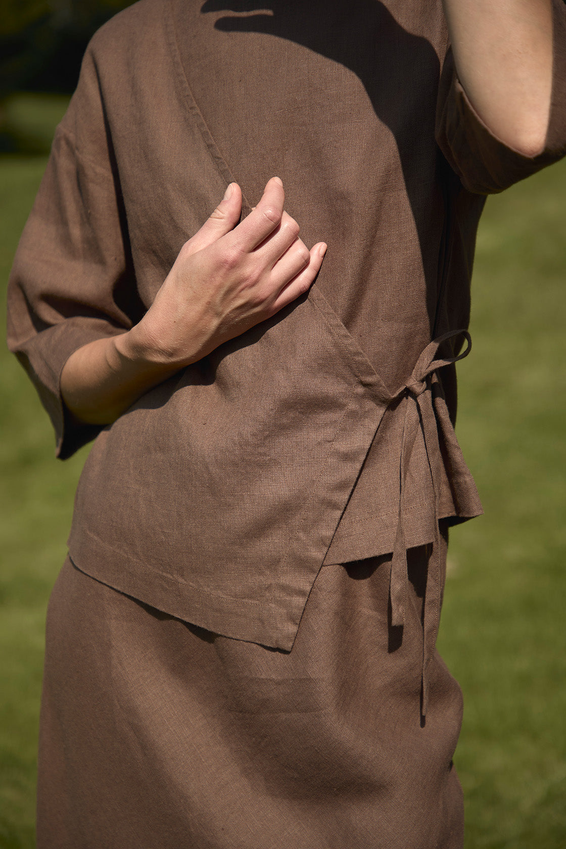 MIMOSA linen wrap top