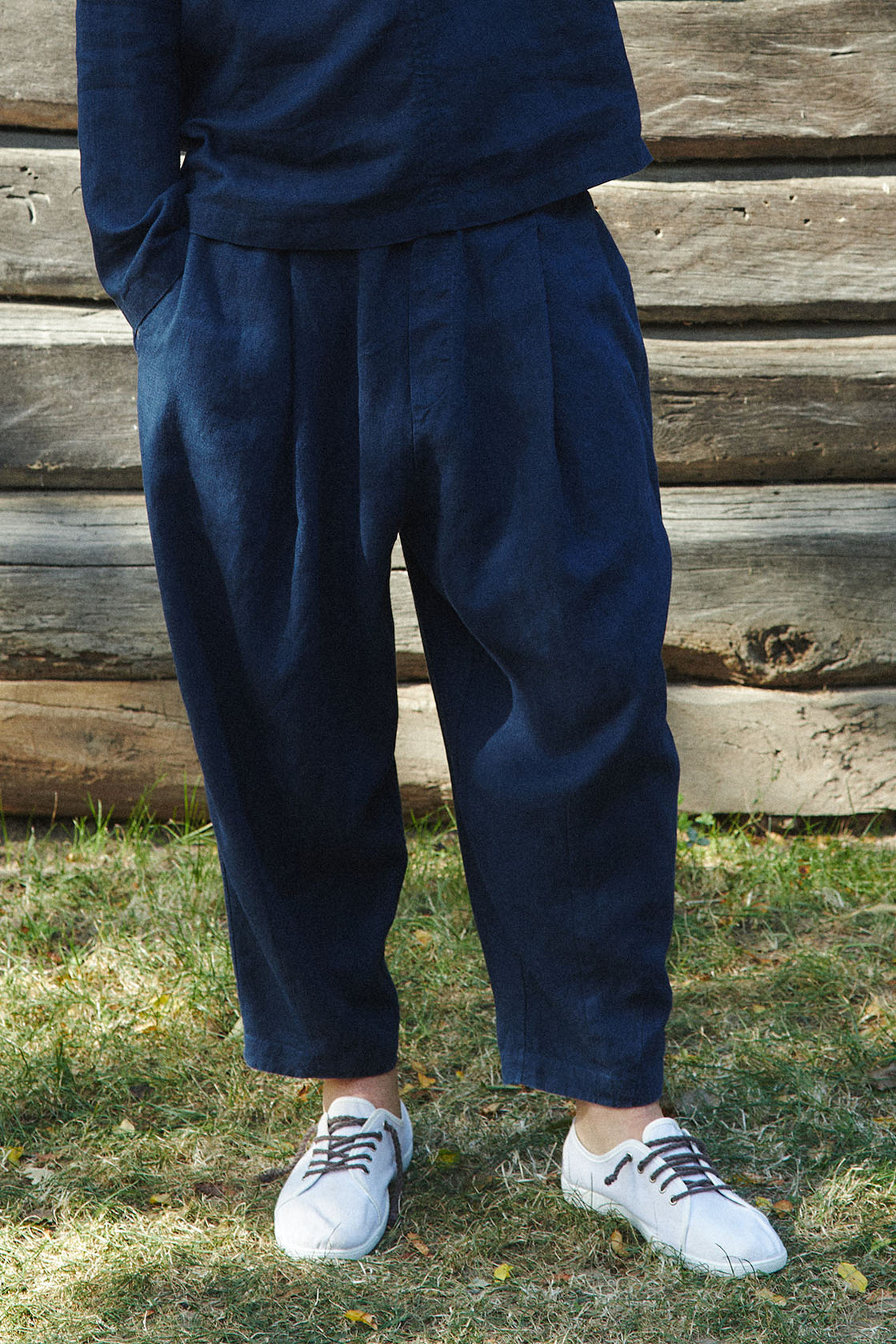 Mens Pleated Linen Pants