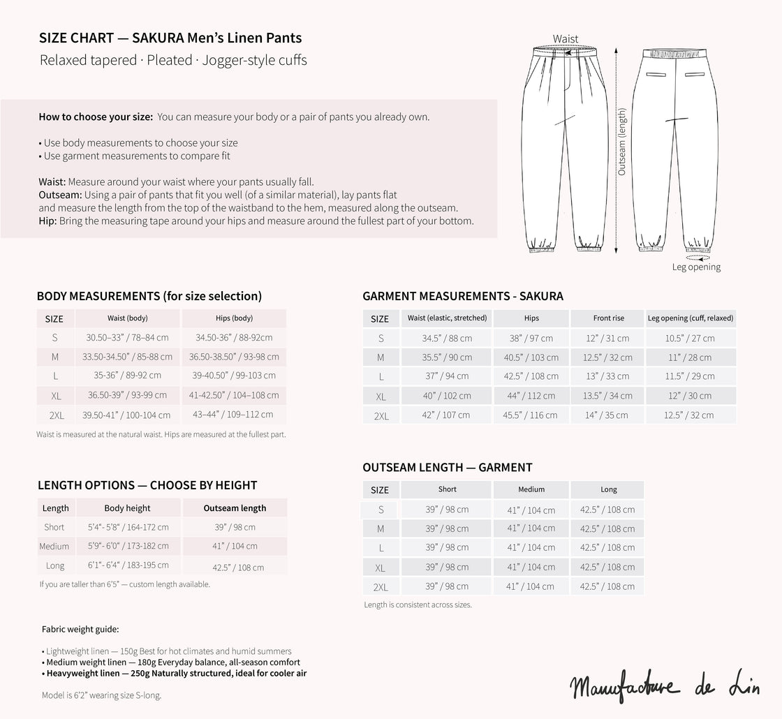 SAKURA linen pleated jogger pants