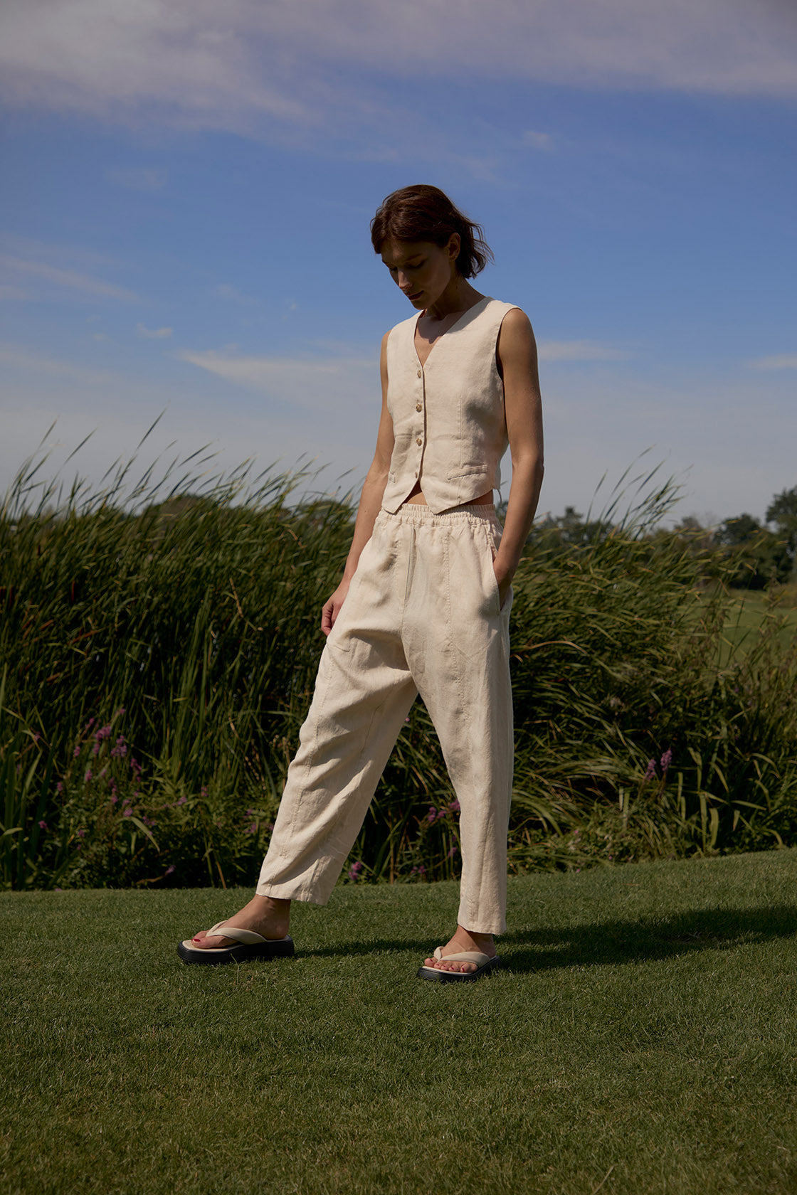 Relaxed fit linen pants womens