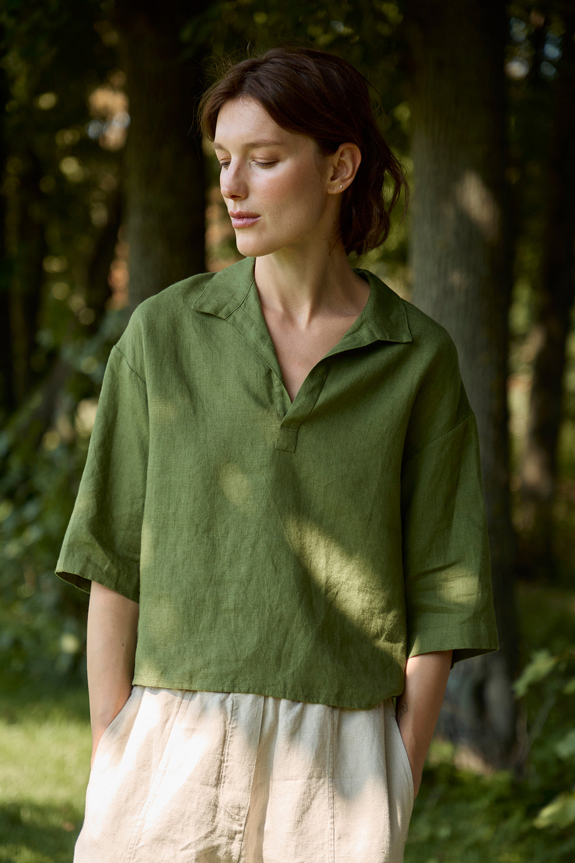 Women's linen poloshirt