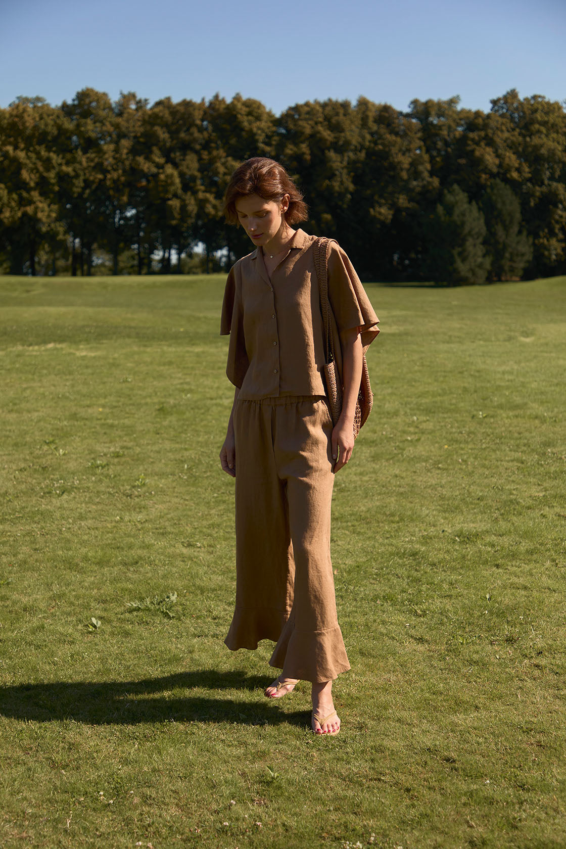 Flutter Sleeve Linen Blouse