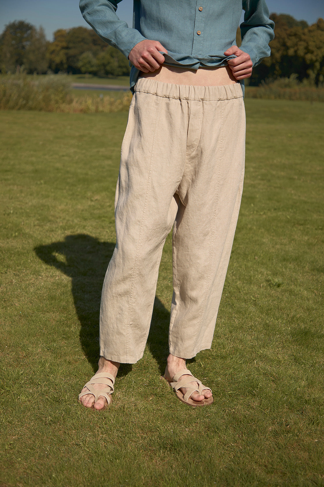 drawstring linen pants men's