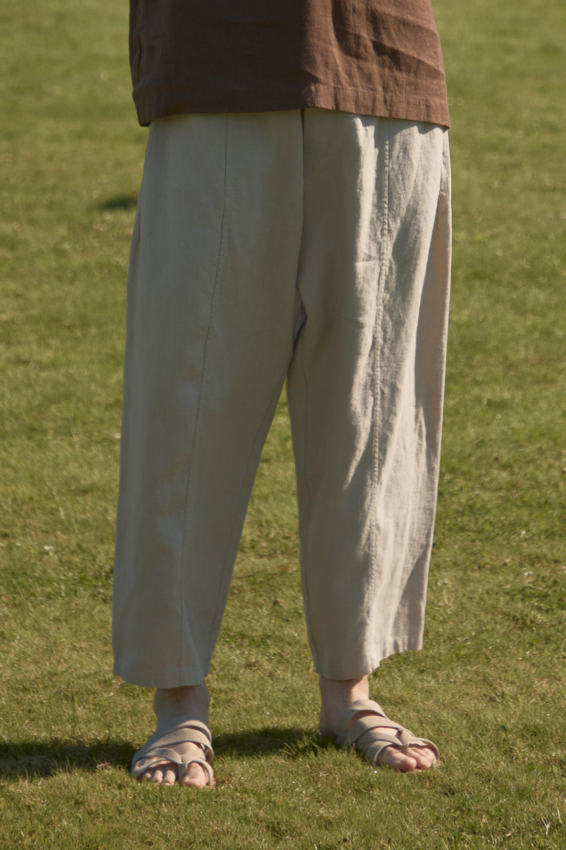 elastic waist linen pants men's