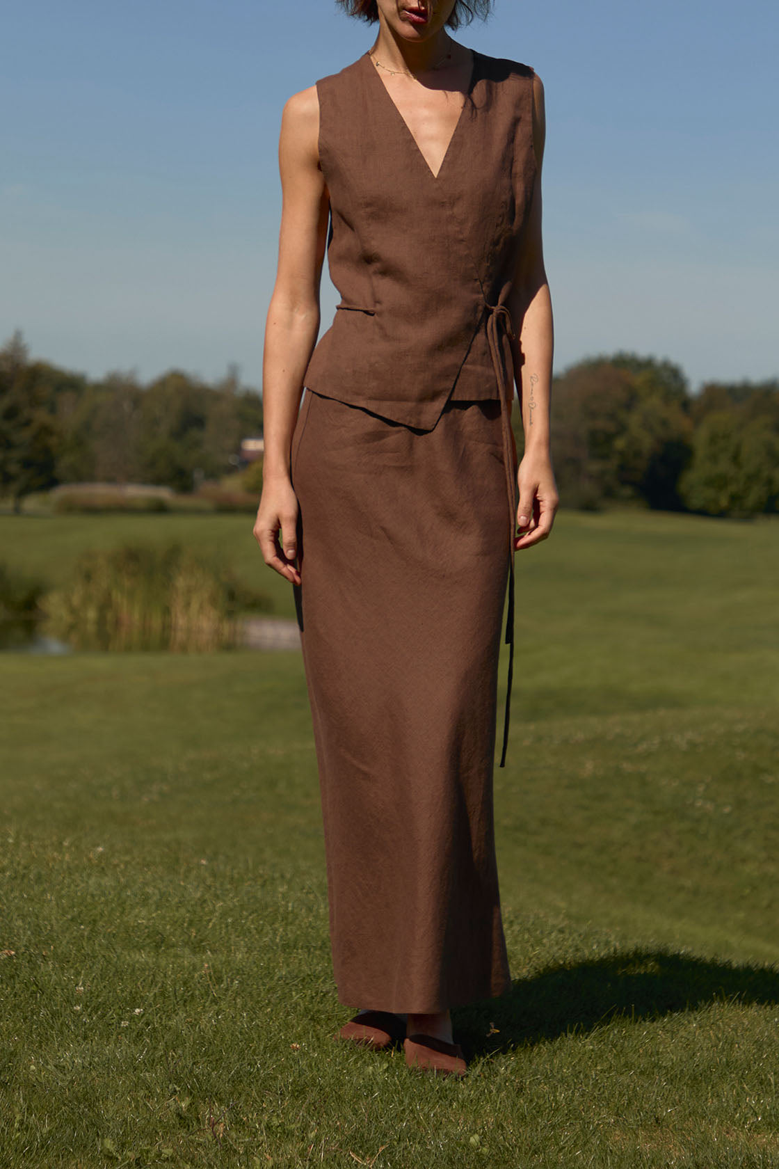 linen wrap vest womens