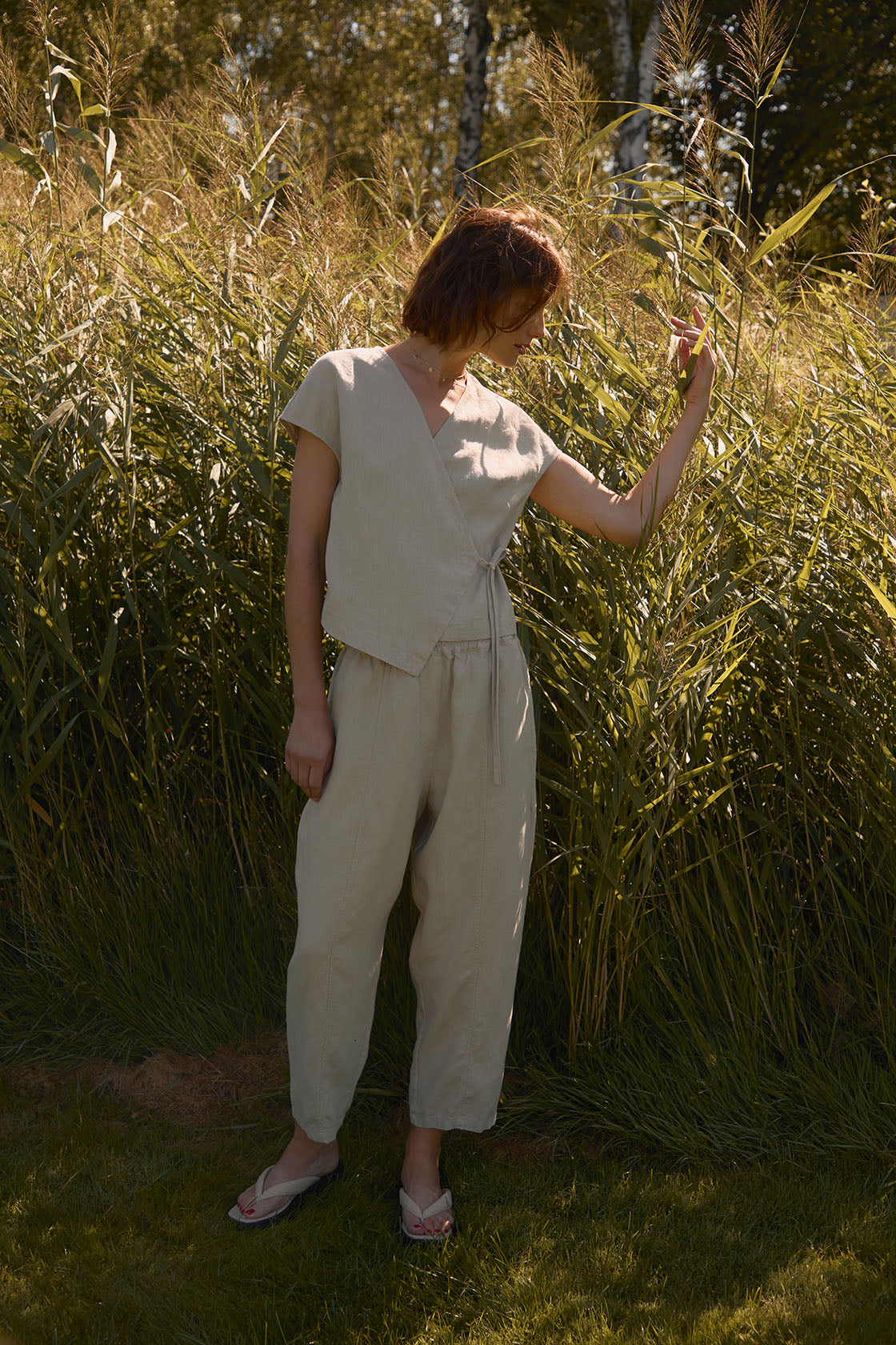 CALLA linen wrap top