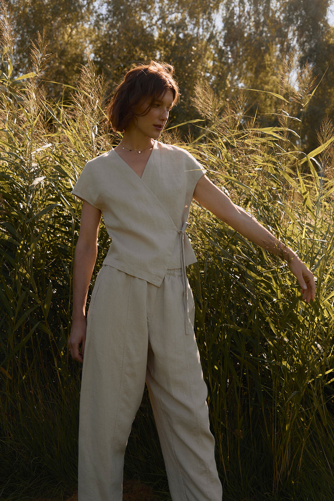 CALLA linen wrap top