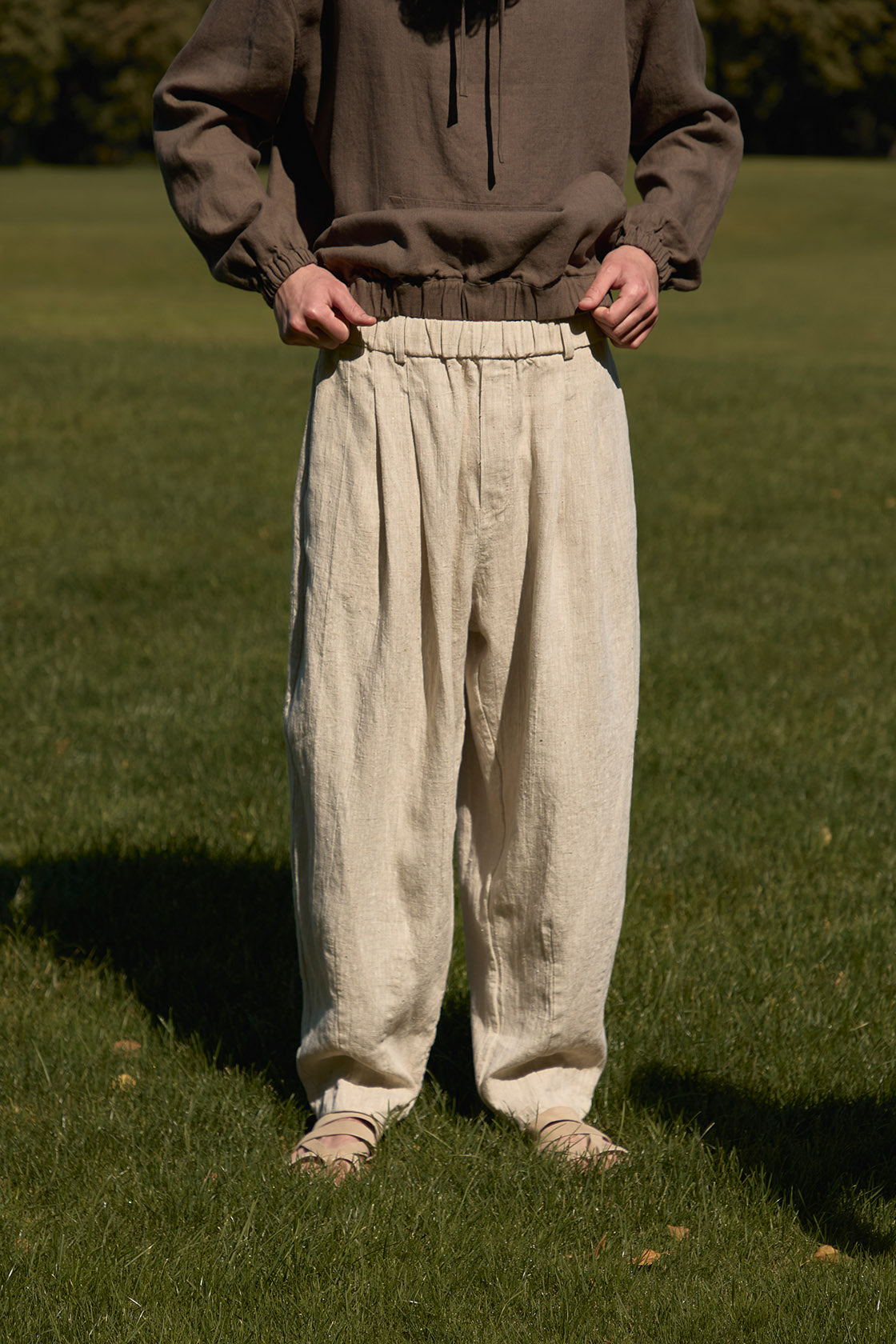 Men’s Linen Pants Pleated Belt Loops