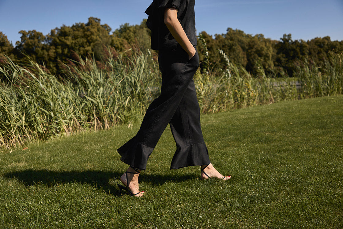 linen cocktail pants women's