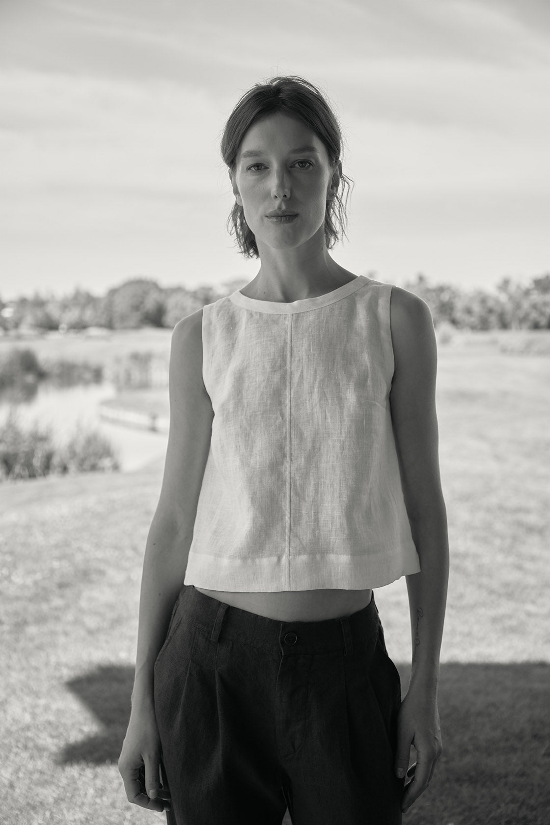 linen tank top wide straps women