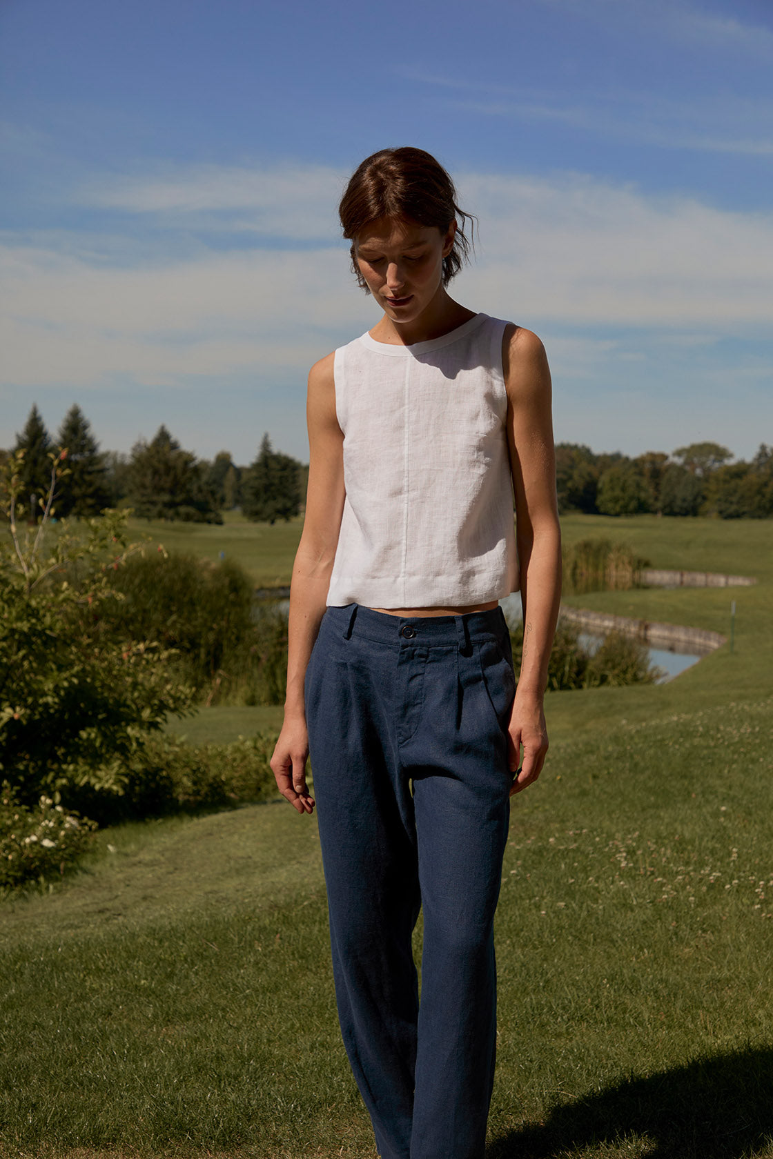 linen sleevless top wide straps