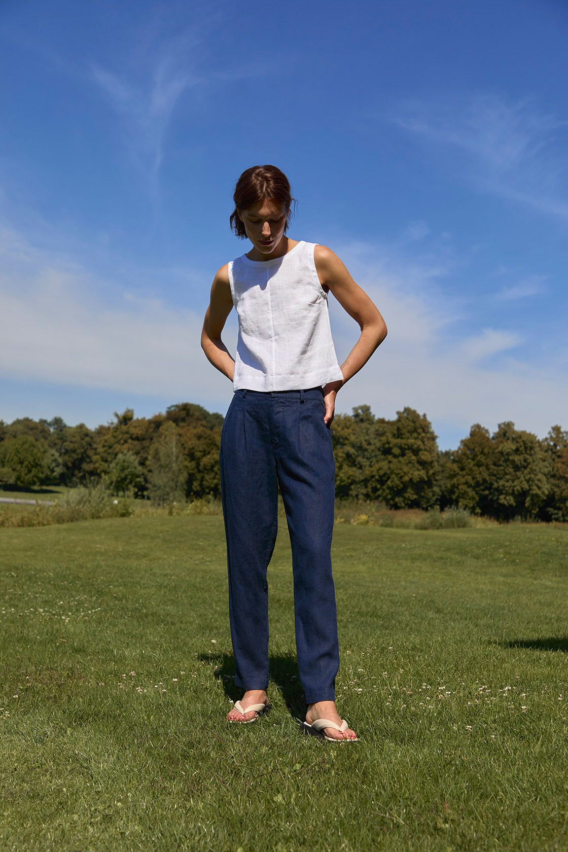 Business Casual Linen Trousers Women