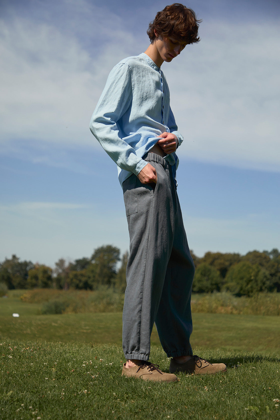 baggy linen jogger pants