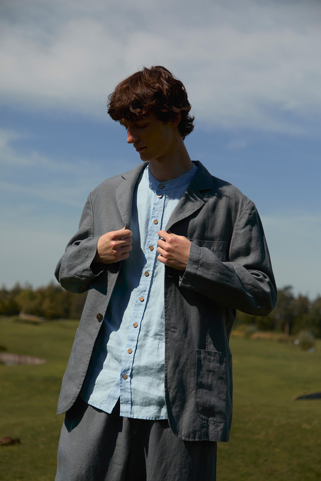 Men's Unlined Linen Blazer