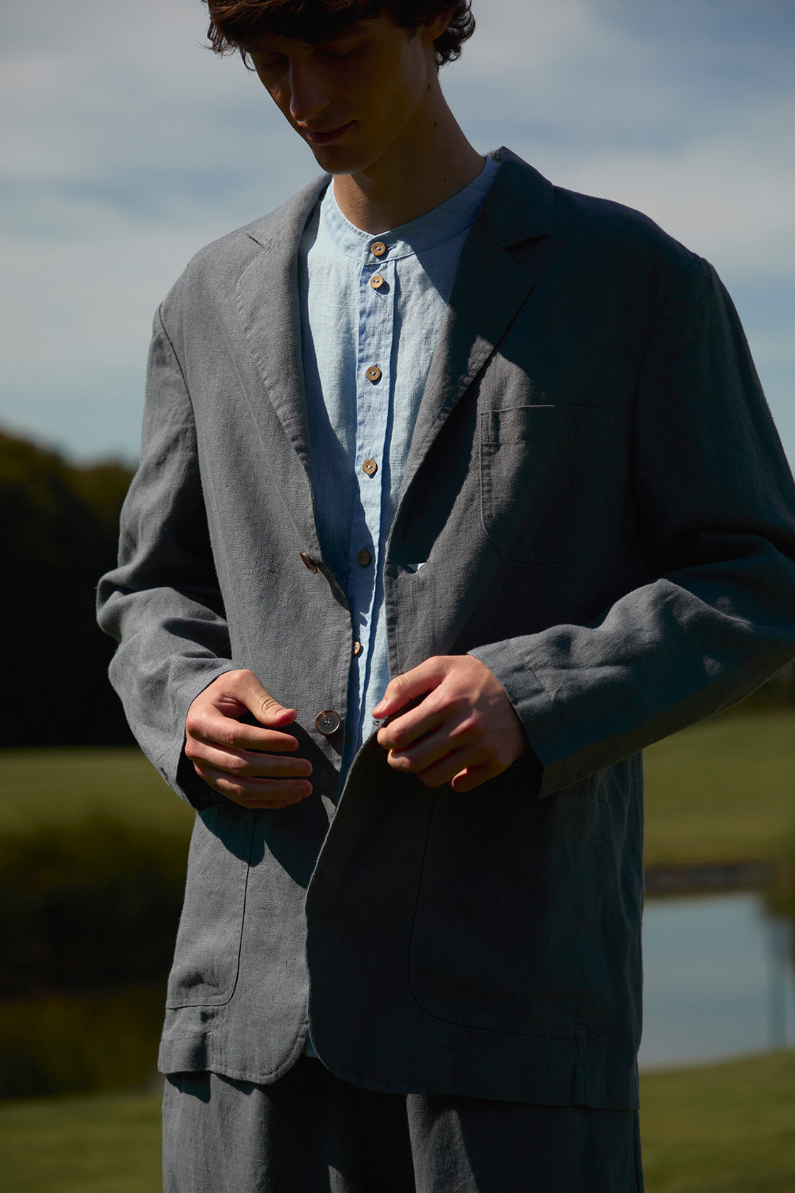 Unlined Relaxed Flax Linen Blazer