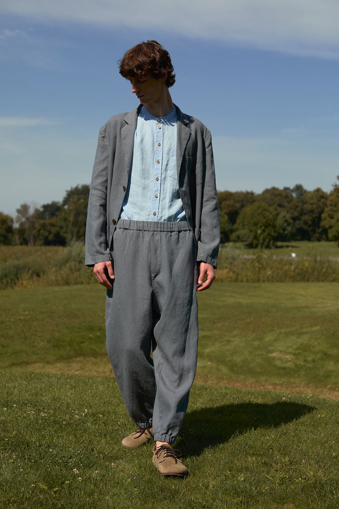 linen shirt with a band collar men