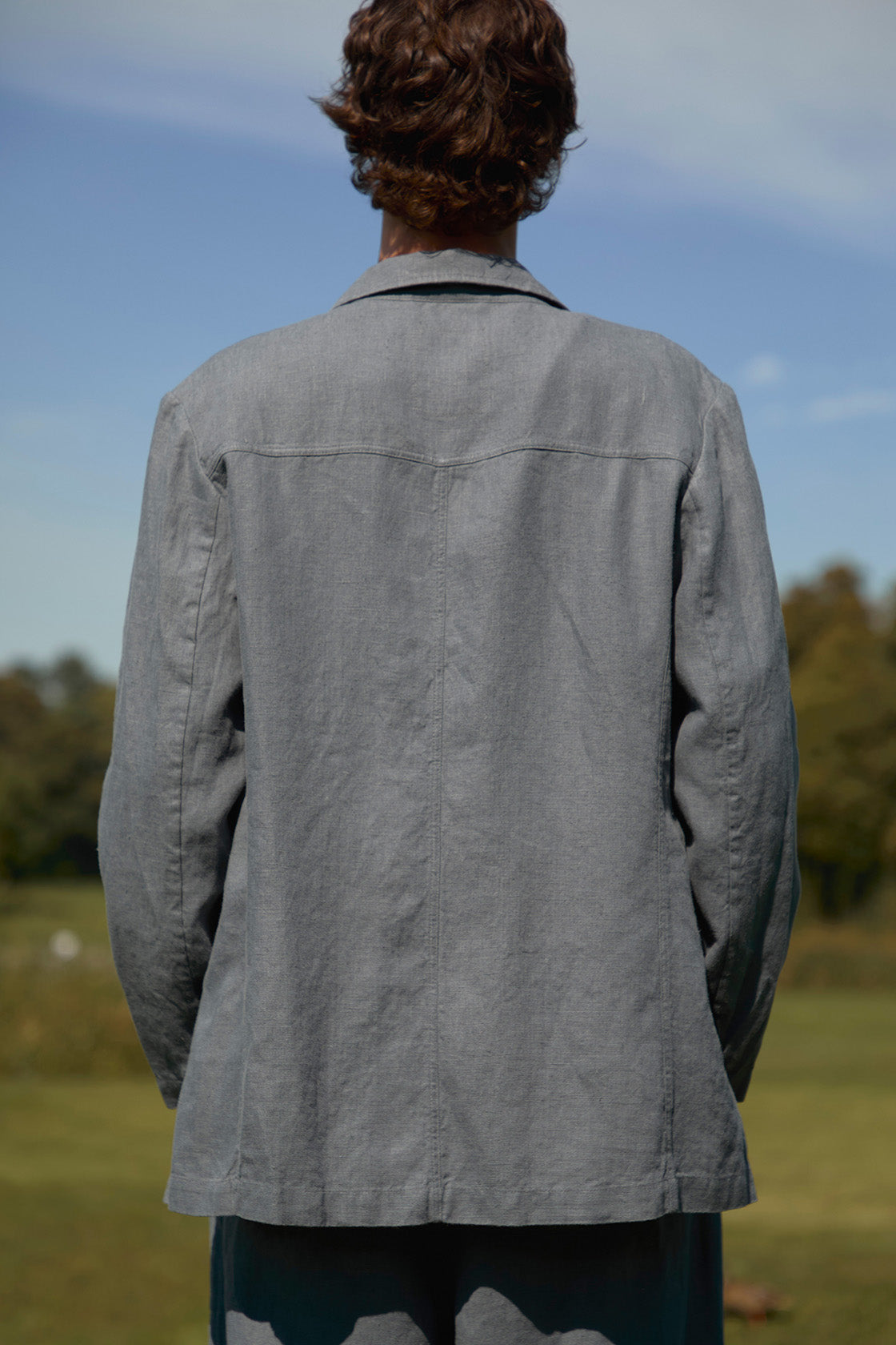 Unlined Relaxed Flax Linen Blazer Men's