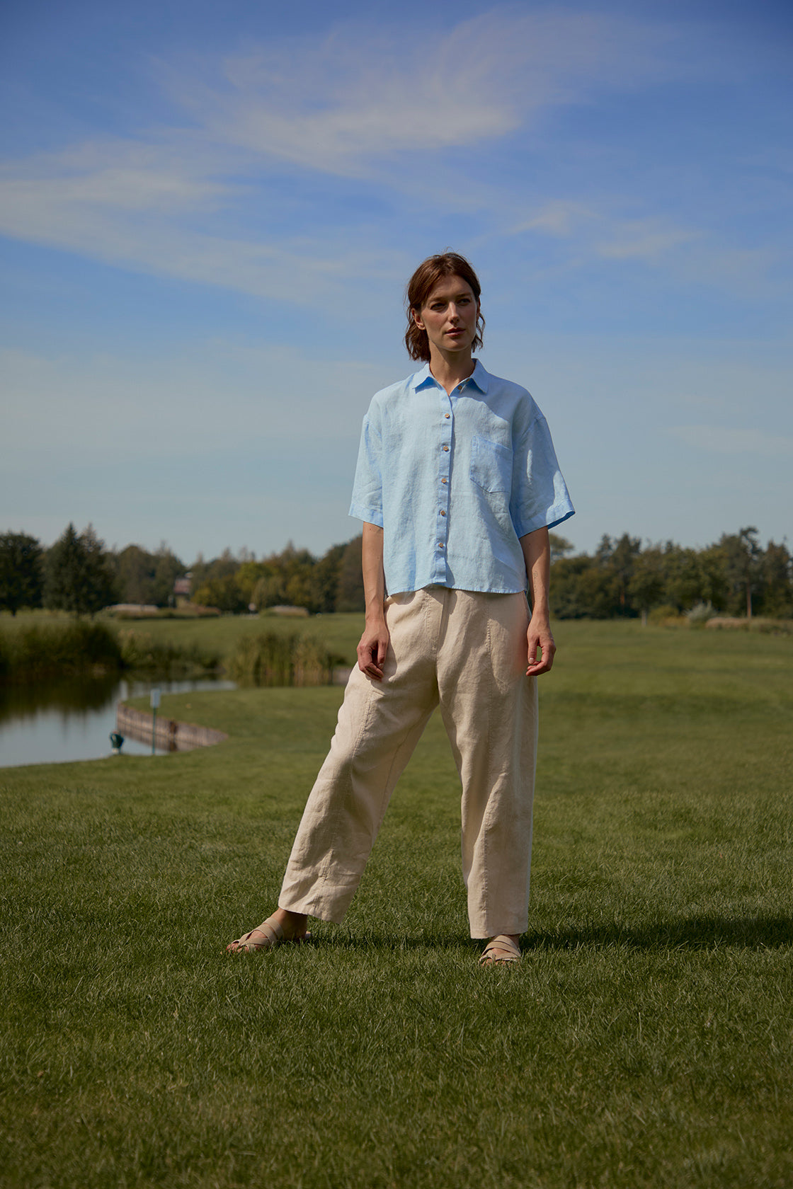 boxy linen blouse women's