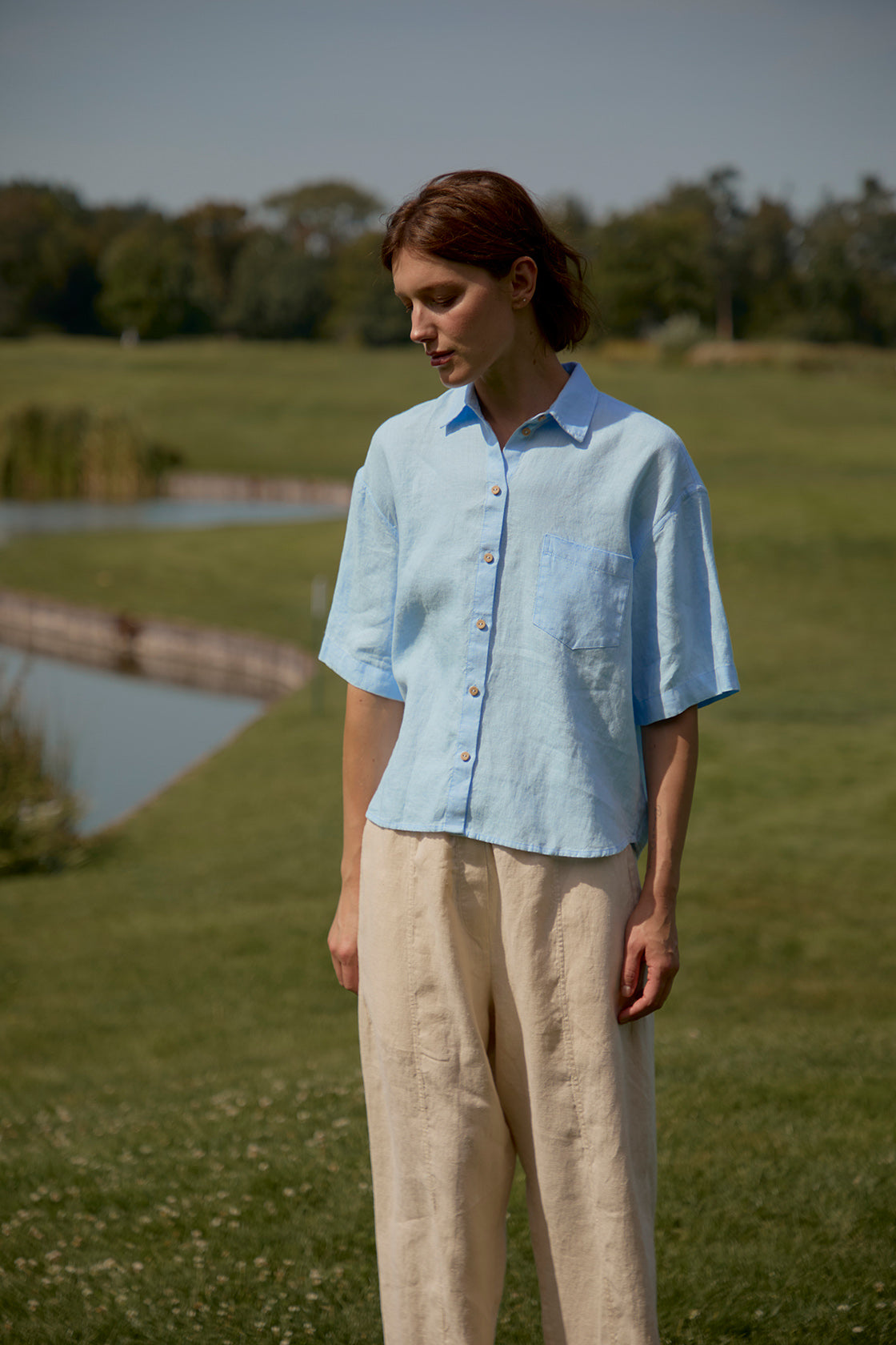 Women's Cropped Linen Shirt