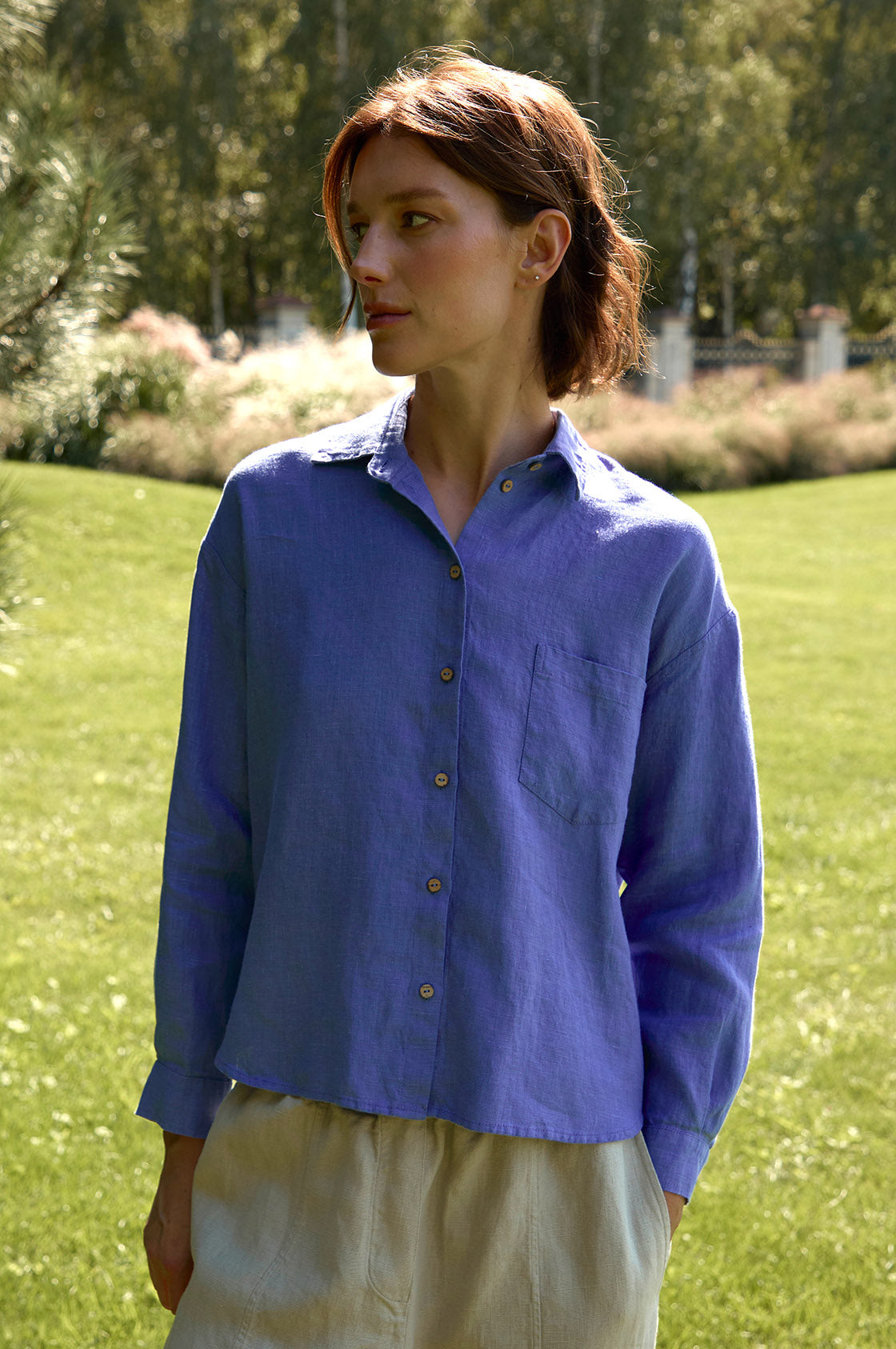 Women's Linen Shirt Cropped and Boxy