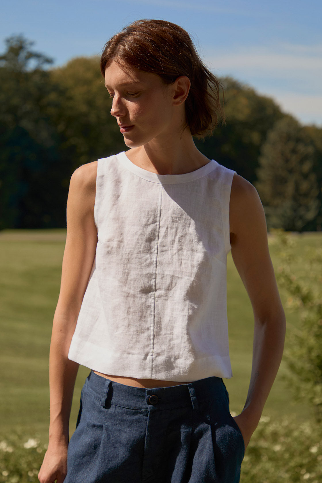 linen crop top wide straps