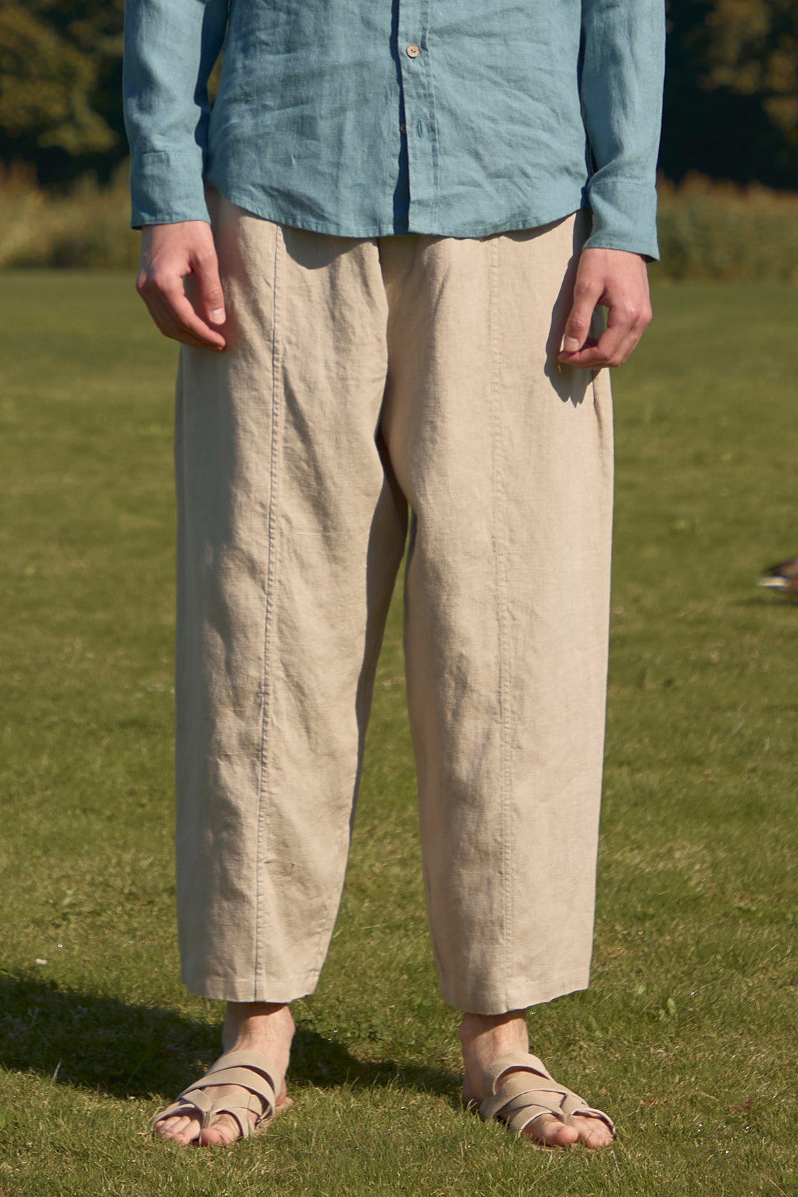 relaxed linen pants men's Hidden inner drawstring