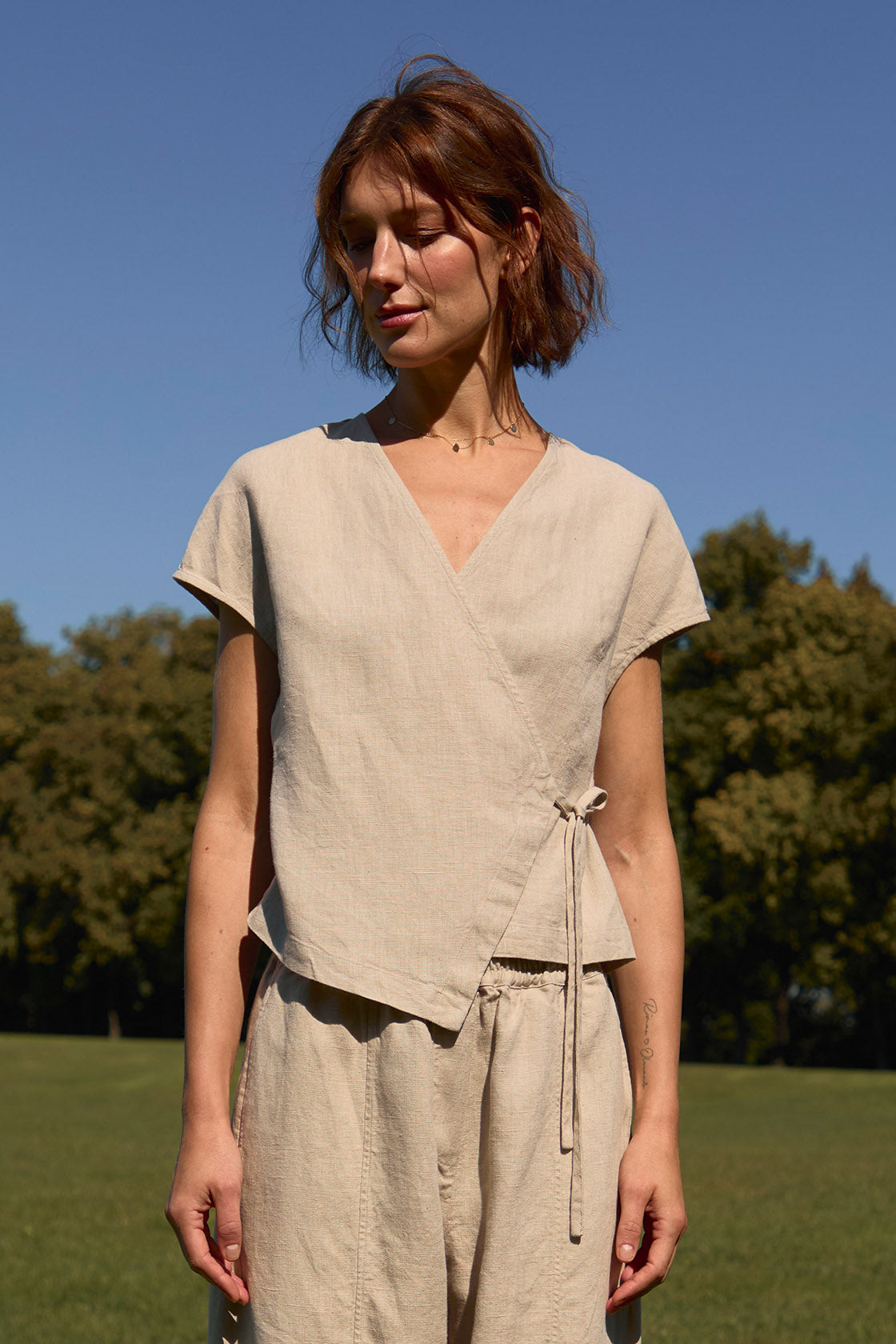 CALLA linen wrap top