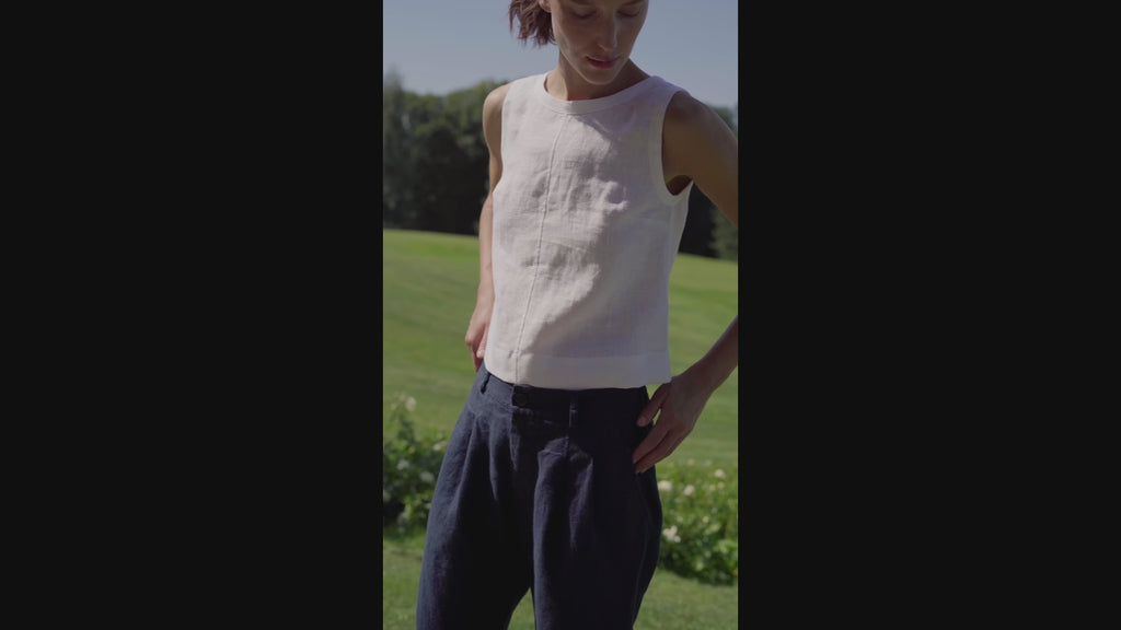 linen crop top wide straps