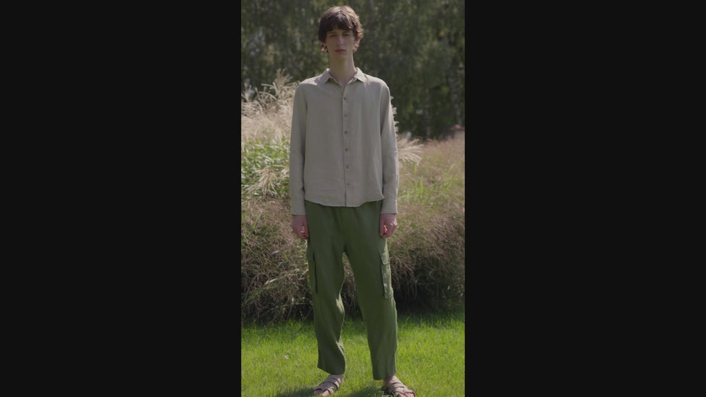 Linen Cargo Trousers Pants