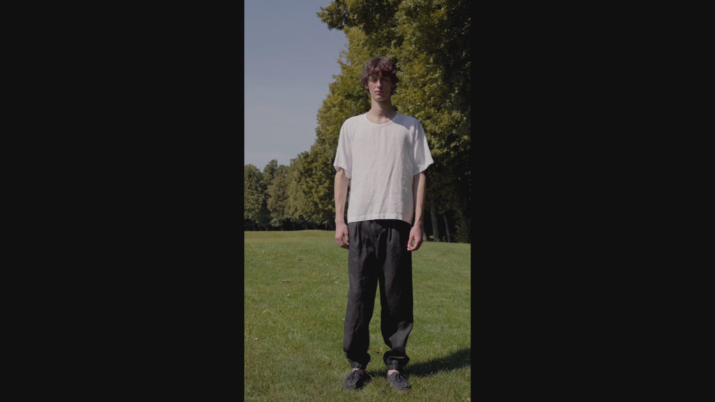 linen jogger trousers zipper