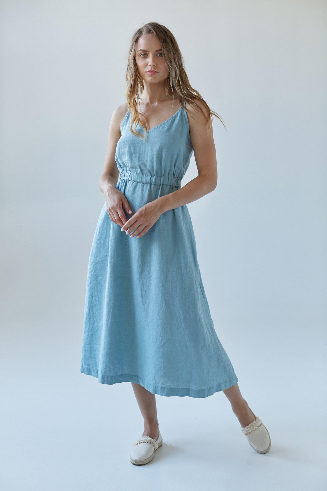 elastic waist linen summer dress - Manufacture de Lin