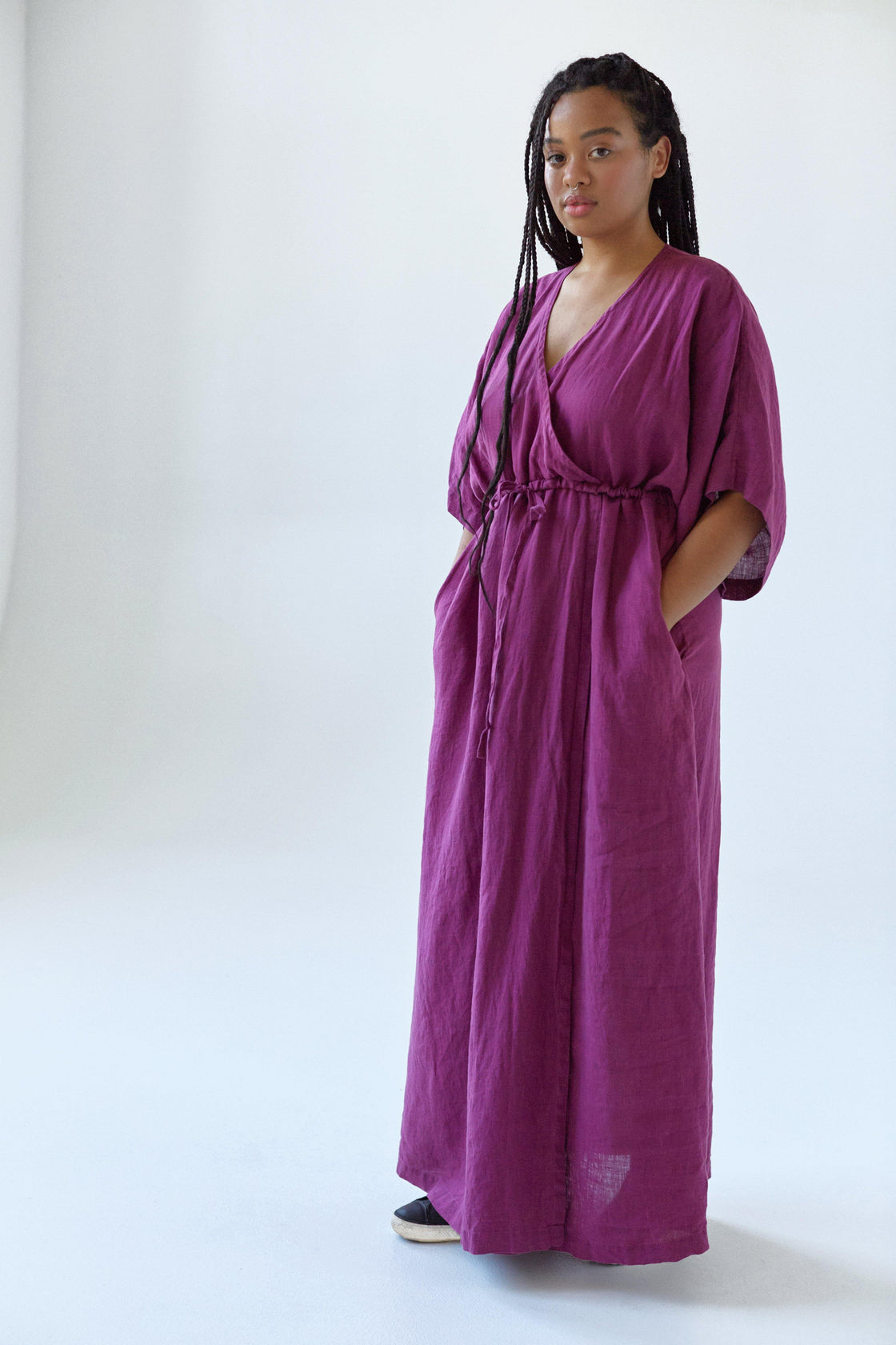 Kimono sleeve maxi linen dress - Manufacture de Lin
