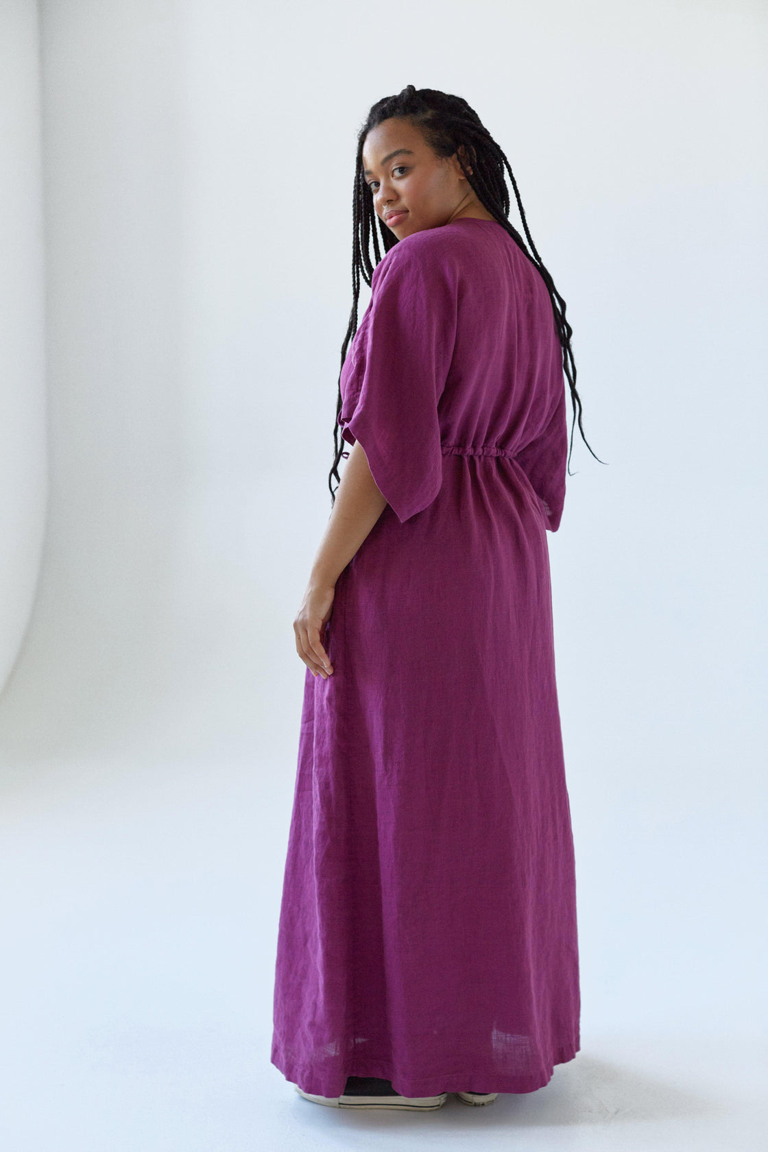 Fuchsia maxi linen dress - Manufacture de Lin