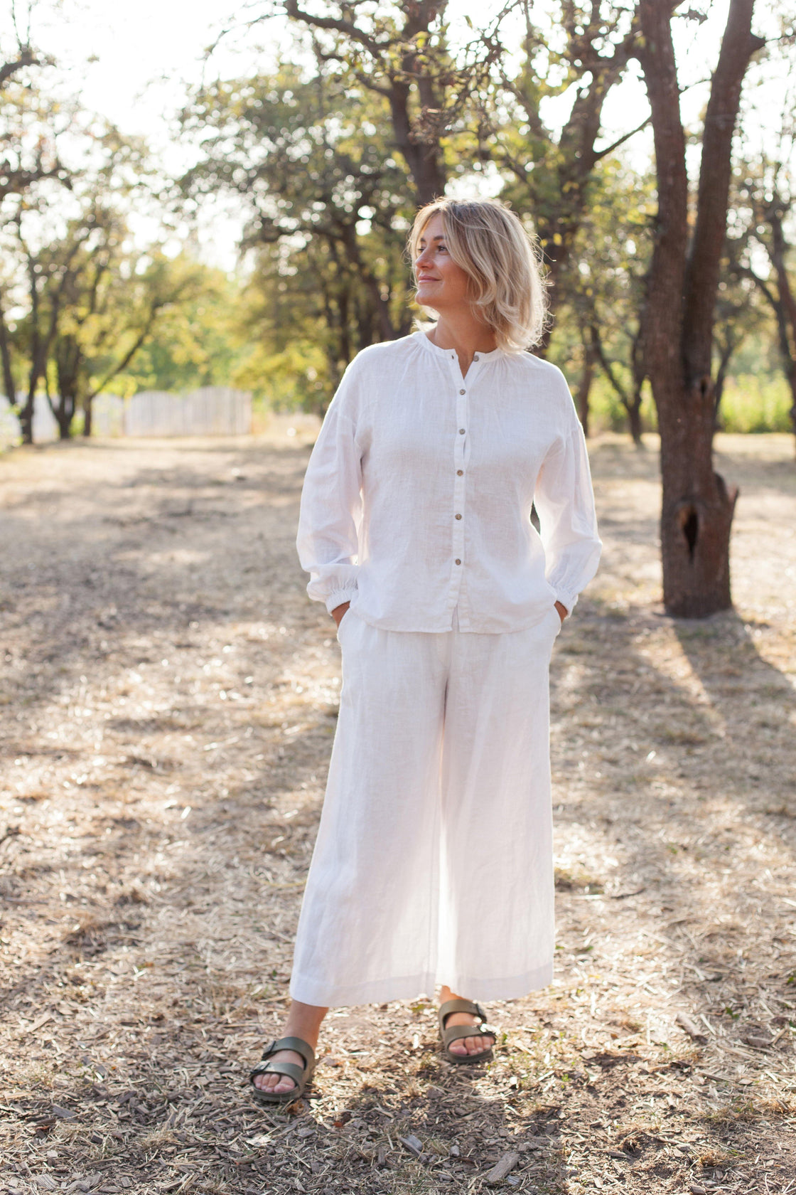 White pure linen blouse for women - Manufacture de Lin
