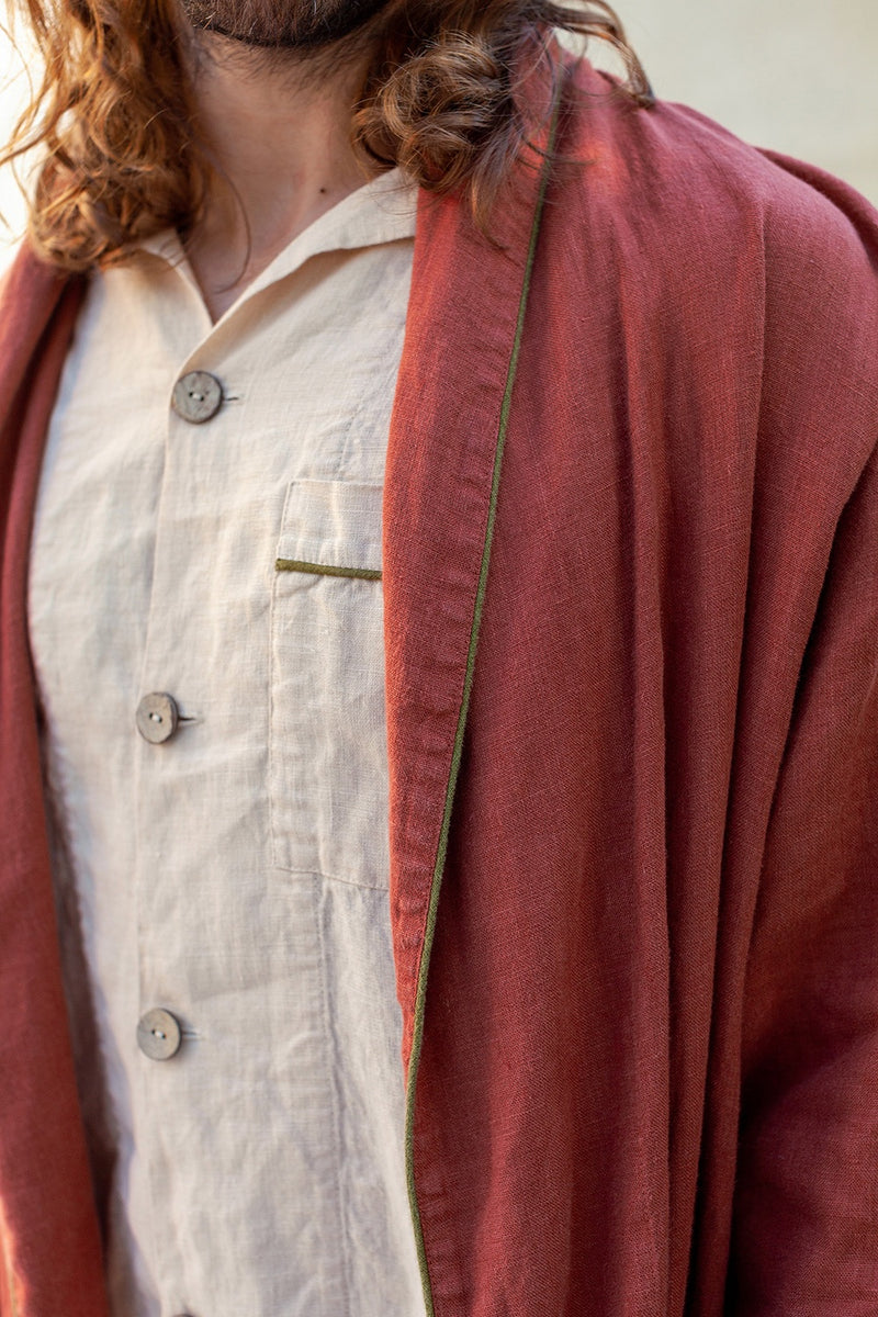 DANDELION men's long linen robe | Manufacture de Lin