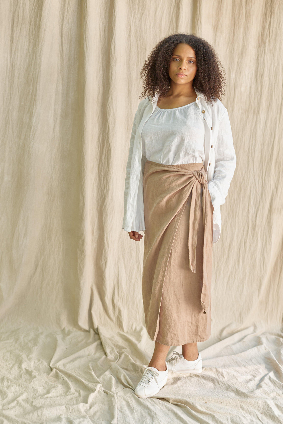Women's white linen cami top - Manufacture de Lin