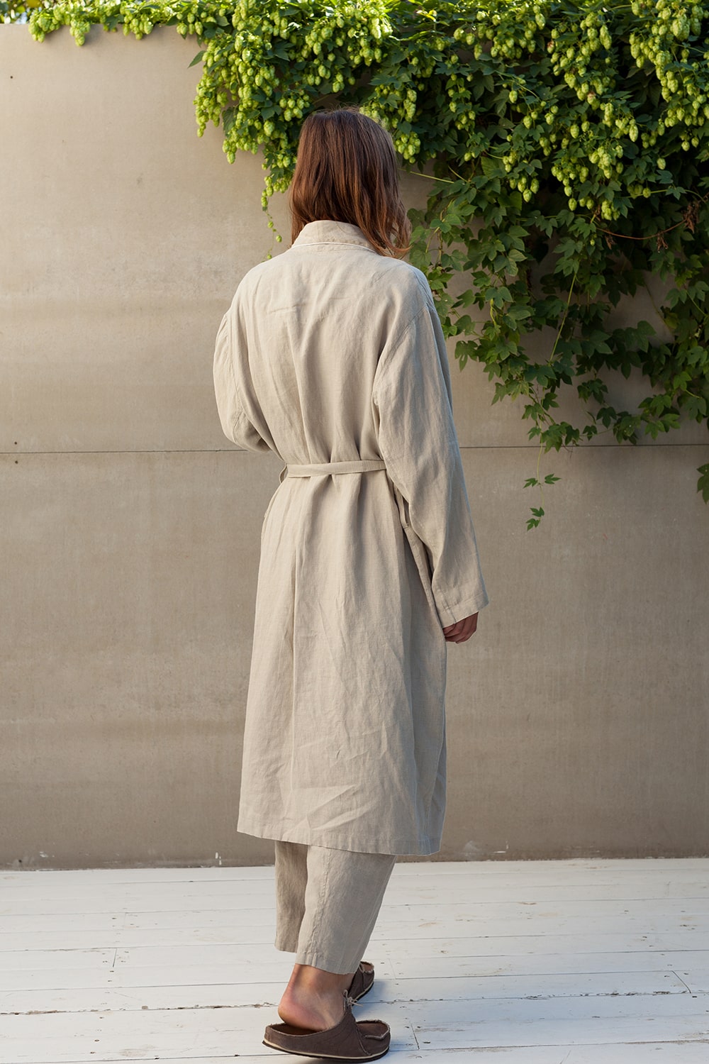 Linen bathrobe for men