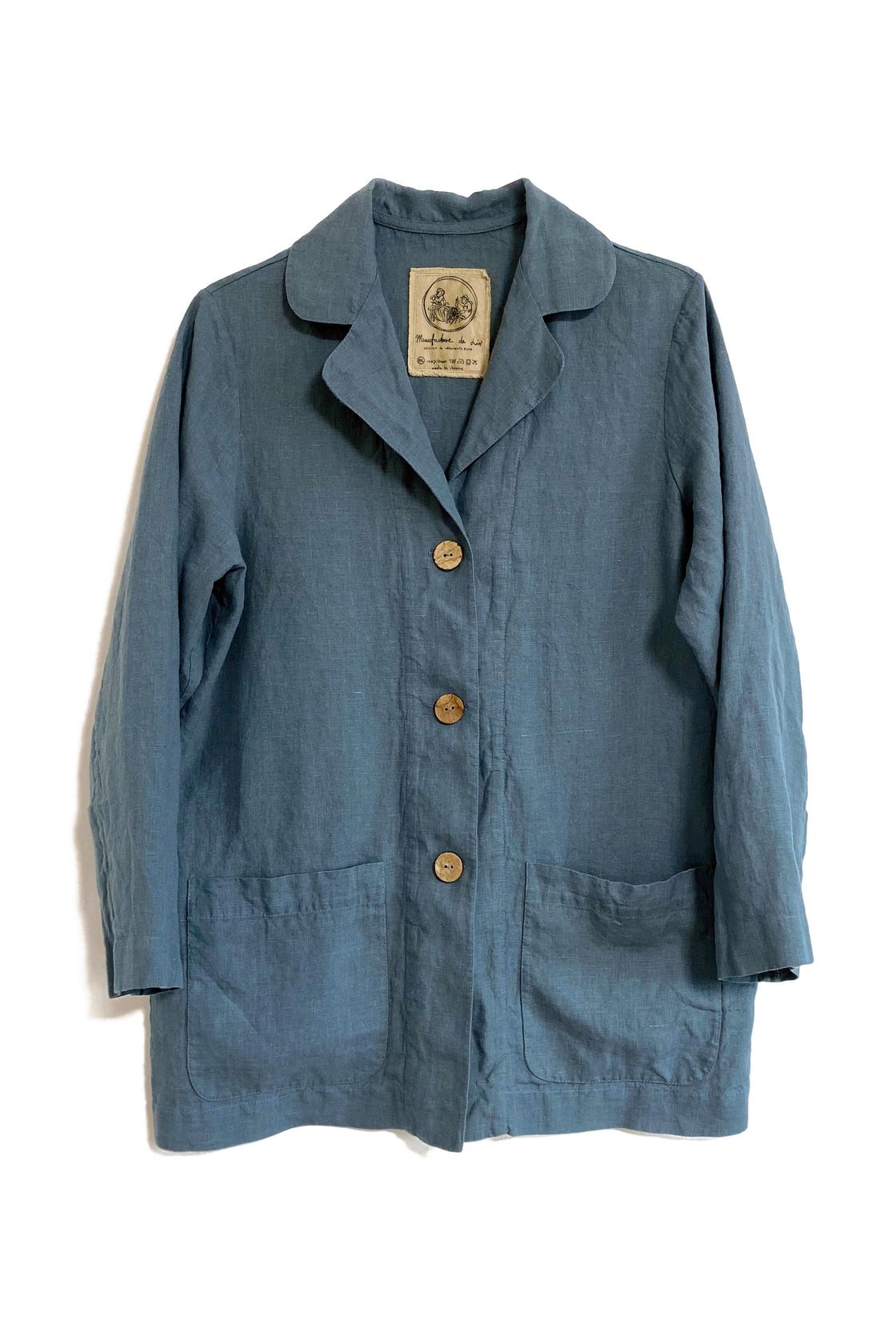 Dusty blue linen blazer - Manufacture de Lin