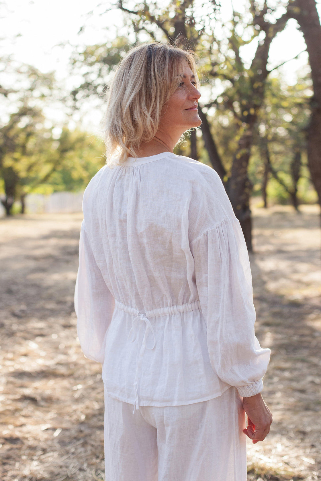 White organic linen blouse - Manufacture de Lin